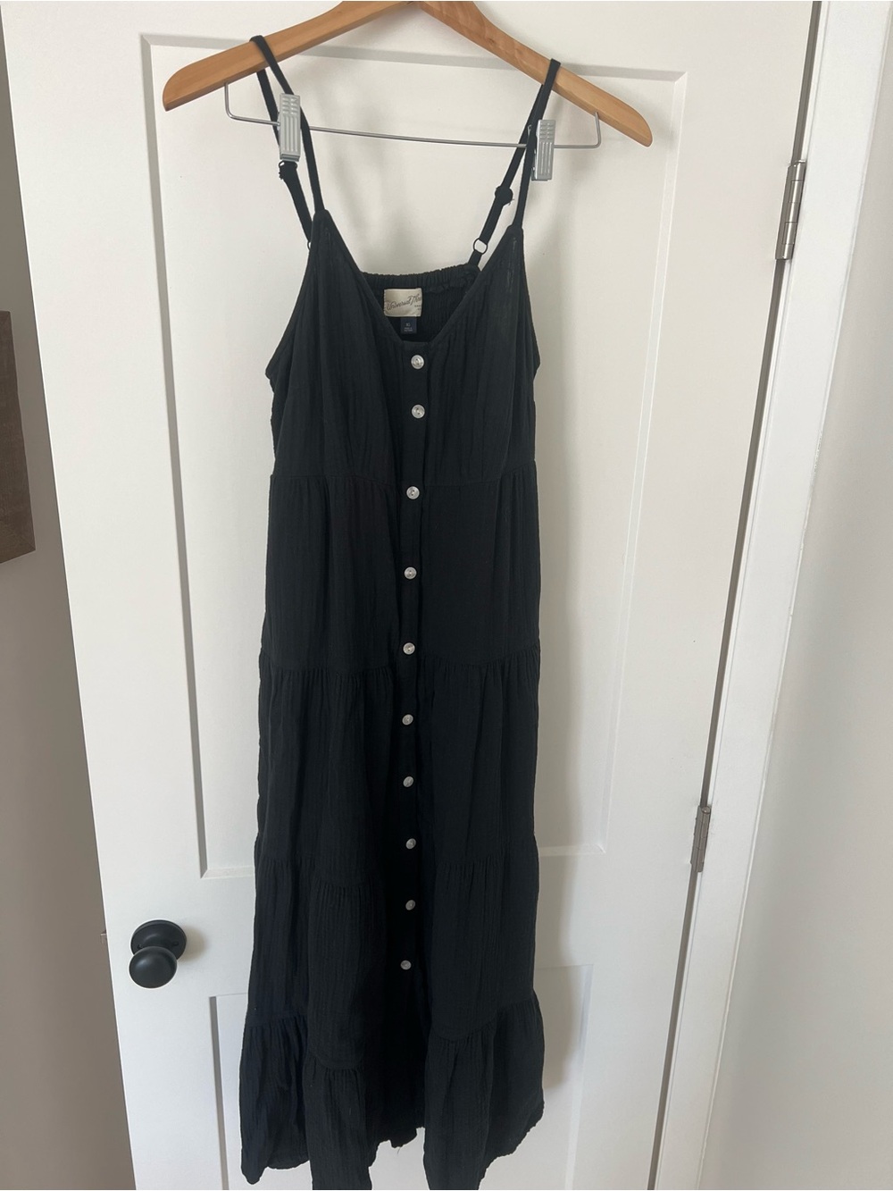 Universal Thread Black Button-Front Tiered Maxi Dress